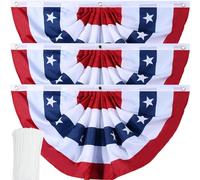 Drapeau américain plissé avec œillets en laiton et attaches éclair pour décoration extérieure du 4 juillet (0,9 x 1,8 m)