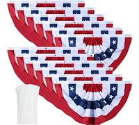 Drapeau américain plissé avec œillets en laiton et attaches éclair pour décoration extérieure du 4 juillet (3,7 x 0,9 m)