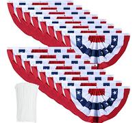 Drapeau américain plissé avec œillets en laiton et attaches éclair pour décoration extérieure du 4 juillet (4,8 x 0,9 m)