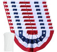 Drapeau américain plissé avec œillets en laiton et attaches éclair pour décoration extérieure du 4 juillet (2,7 x 0,9 m)