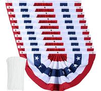Drapeau américain plissé avec œillets en laiton et attaches éclair pour décoration extérieure du 4 juillet (3, 4 x 0,9 m)