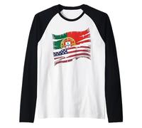 Drapeau américain Portugais Portugal USA Manche Raglan