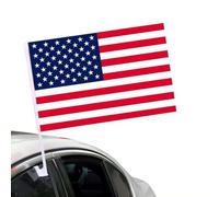 Drapeau américain pour fenêtre de voiture, 45,7 cm avec clip de fenêtre et mât de drapeaux, mât de drapeau national fixe pour fenêtre, accessoires de décoration patriotique pour festival sportif
