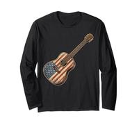 Drapeau américain pour Guitare Acoustique Vintage pour Homme Manche Longue