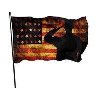 Drapeau américain pour la Journée des anciens combattants, fier soldat saluant, 3 x 5 pieds avec deux œillets en laiton, double couture, couleurs vives, anti-décoloration