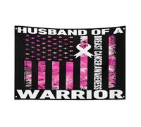 Drapeau américain pour mari d'une guerrière de sensibilisation au cancer du sein, bannière de jardin de 90 x 150 cm avec 4 trous, décoration intérieure et extérieure pour la maison