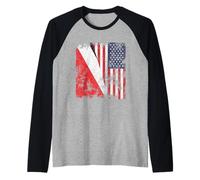 Drapeau américain Principauté de Sealand Vieilli - Demi américain Manche Raglan