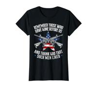 Drapeau américain Remember The Fallen Soldats T-Shirt Graphique avec Valeur, Femme, Noir, XS