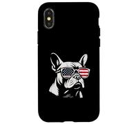 Drapeau américain rétro Bouledogue français Patriotique 4 Juillet Coque pour iPhone X/XS