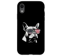 Drapeau américain rétro Bouledogue français Patriotique 4 Juillet Coque pour iPhone XR