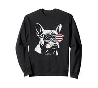 Drapeau américain rétro Bouledogue français Patriotique 4 Juillet Sweatshirt