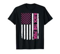 Drapeau américain rétro Vieilli Dos Le Ruban Rose Support T-Shirt