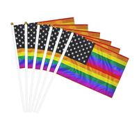 Drapeau américain rétro vintage LGBT Gay Pride, résistant aux intempéries, pour terrasse extérieure, ne se décolore pas, thème vacances, drapeaux patriotiques américains, bâton à main