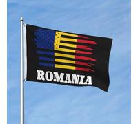Drapeau américain Roumanie Drapeaux de jardin roumains Printemps Été Automne Hiver Décoration intérieure Bannière double face Bannières extérieures amusantes légères 3x5 pieds