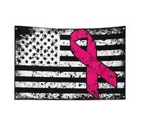 Drapeau américain, ruban rose, mois de sensibilisation au cancer du sein, bannière de jardin 90 x 150 cm avec 4 trous, décoration intérieure et extérieure pour la maison