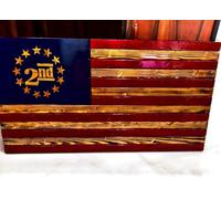 Drapeau américain rustique en bois Betsy Ross 2ème amendement - Drapeau rustique 13 étoiles - Art mural patriotique - Décoration coloniale vintage