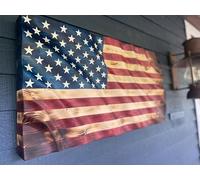 Drapeau américain rustique en bois ondulé fait à la main, drapeau en bois, art mural, décoration d'intérieur, cadeau pour père, cadeaux pour votre bien-aimé