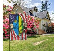 Drapeau américain rwandais double face 28 x 40 pouces, décoration extérieure pour jardin