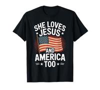Drapeau américain « She Loves Jesus and America Too » pour Homme et Femme T-Shirt