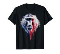 Drapeau américain Singe Babouin USA Drip Graffiti Patriotisme T-Shirt