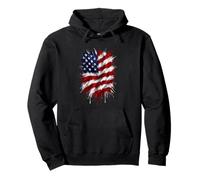 Drapeau américain Splash Art Design Drapeau Patriotique des États-Unis Sweat à Capuche