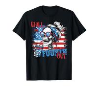 Drapeau américain squelette amusant 4 juillet mignon Chill The Fourth Out T-Shirt