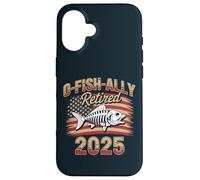 Drapeau américain squelette poisson drôle pêcheur 2025 retraite Coque pour iPhone 16