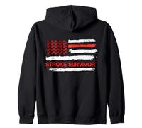 Drapeau américain Survivor AVC Mois de sensibilisation aux accidents vasculaires cérébraux Sweat à Capuche