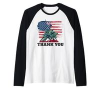 Drapeau américain « Thank You » des Soldats américains - Memorial Veterans Day Manche Raglan