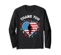 Drapeau américain « Thank You Veterans Day » Cœur Militaire US Manche Longue
