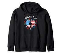 Drapeau américain « Thank You Veterans Day » Cœur Militaire US Sweat à Capuche