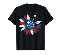 Drapeau américain tournesol 4 juillet femmes filles quatrième de T-Shirt