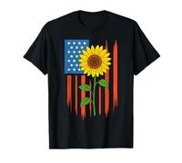 Drapeau américain Tournesol Amérique USA Citoyen Patriotique T-Shirt