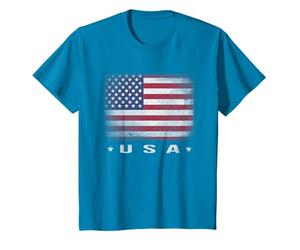 Drapeau américain USA 4 Juillet, Blanc, Bleu, Rouge, étoile, Rayure délavée T-Shirt