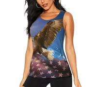 Drapeau américain USA Aigle Art Print Haut confortable sans manches Femmes Disponible Gym Débardeurs Cater Divers types de corps, noir, Taille L