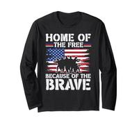 Drapeau américain Veteran Patriot Veterans Day Home of The Free Manche Longue