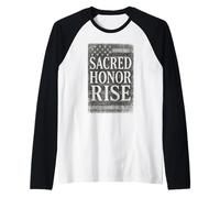 Drapeau américain Vieilli Sacred Honor Rise USA Patriotic Manche Raglan