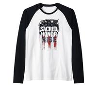 Drapeau américain Vieilli Sacred Honor Rise USA Patriotic Manche Raglan