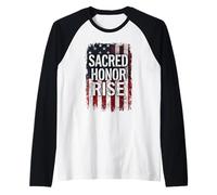 Drapeau américain Vieilli Sacred Honor Rise USA Patriotic Manche Raglan