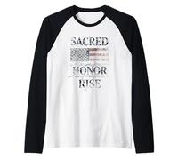 Drapeau américain Vieilli Sacred Honor Rise USA Patriotic Manche Raglan