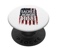 Drapeau américain Vieilli Sacred Honor Rise USA Patriotic PopSockets PopGrip Adhésif