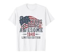 Drapeau américain Vintage 1940 édition limitée 86 Ans T-Shirt