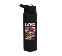 Drapeau américain vintage « America Built By Immigrants » Stainless Steel Insulated Water Bottle