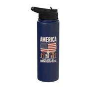 Drapeau américain vintage « America Built By Immigrants » Stainless Steel Insulated Water Bottle