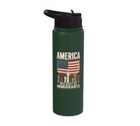 Drapeau américain vintage « America Built By Immigrants » Stainless Steel Insulated Water Bottle