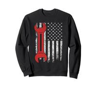 Drapeau américain Vintage avec Garage mécanique Automobile Sweatshirt