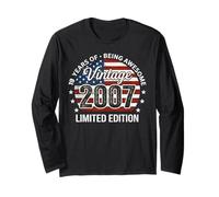 Drapeau américain Vintage Awesome Since 2007 pour 19e Anniversaire Manche Longue