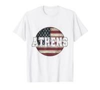 Drapeau américain Vintage de la Géorgie d'Athènes T-Shirt Graphique avec Valeur, Homme, Blanc, M