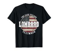 Drapeau américain Vintage du Lombard Illinois T-Shirt Graphique avec Valeur