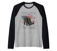 Drapeau américain Vintage Honor The Fallen Thank The Living Manche Raglan